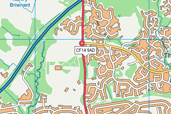 CF14 9AD map - OS VectorMap District (Ordnance Survey)