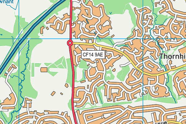CF14 9AE map - OS VectorMap District (Ordnance Survey)