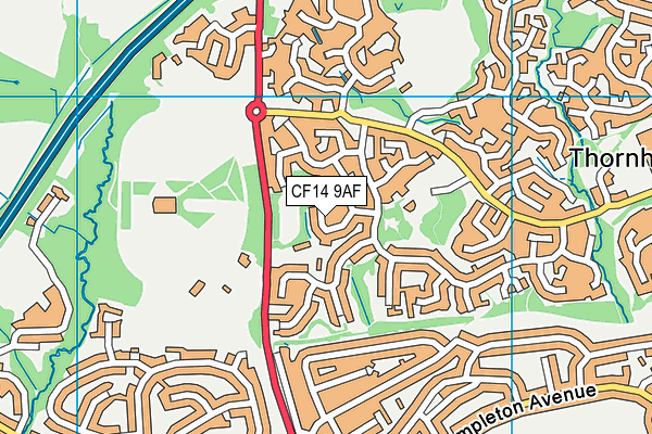 CF14 9AF map - OS VectorMap District (Ordnance Survey)