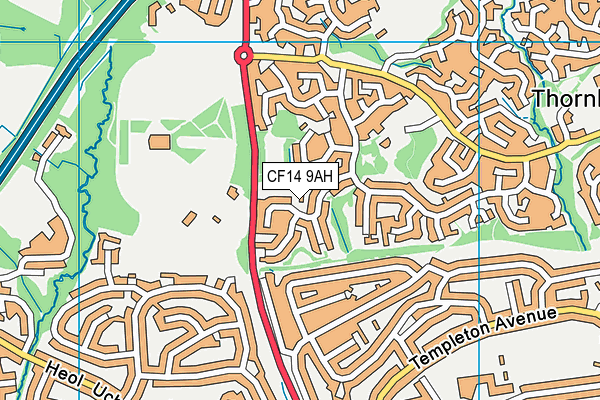 CF14 9AH map - OS VectorMap District (Ordnance Survey)