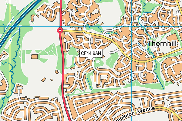 CF14 9AN map - OS VectorMap District (Ordnance Survey)