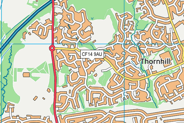 CF14 9AU map - OS VectorMap District (Ordnance Survey)