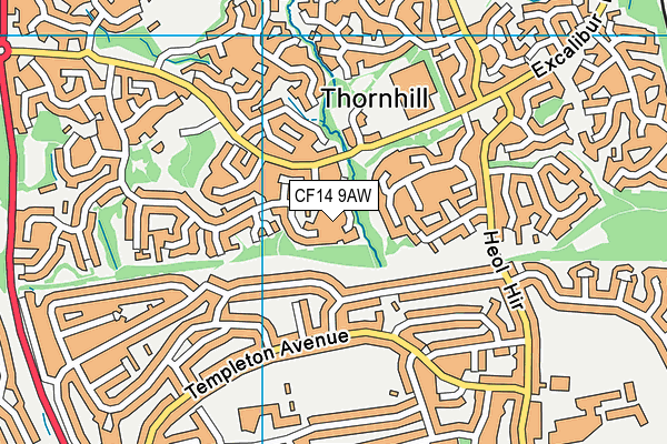 CF14 9AW map - OS VectorMap District (Ordnance Survey)