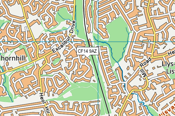 CF14 9AZ map - OS VectorMap District (Ordnance Survey)
