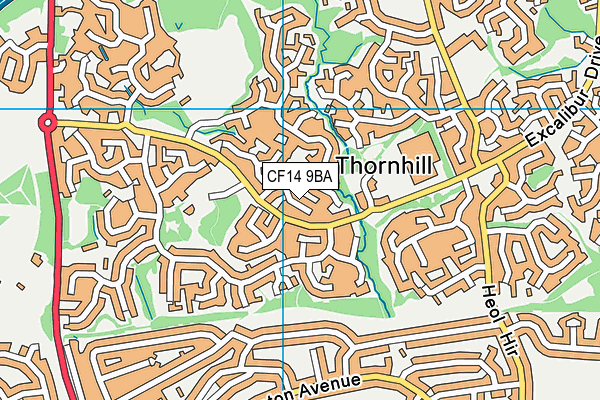 CF14 9BA map - OS VectorMap District (Ordnance Survey)