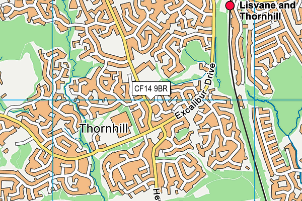 CF14 9BR map - OS VectorMap District (Ordnance Survey)