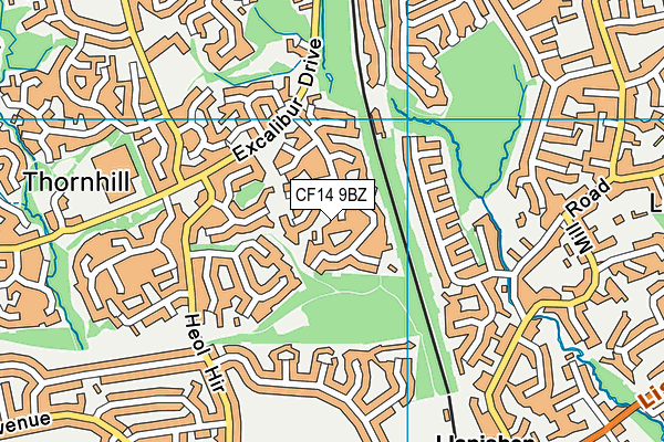 CF14 9BZ map - OS VectorMap District (Ordnance Survey)