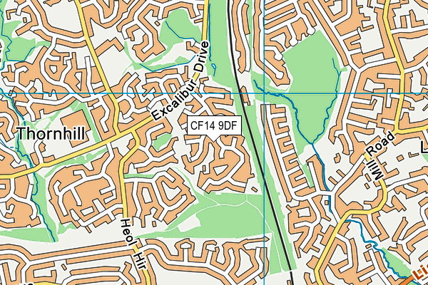 CF14 9DF map - OS VectorMap District (Ordnance Survey)