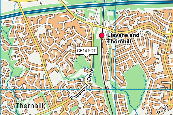 CF14 9DT map - OS VectorMap District (Ordnance Survey)