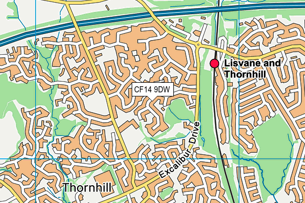 CF14 9DW map - OS VectorMap District (Ordnance Survey)