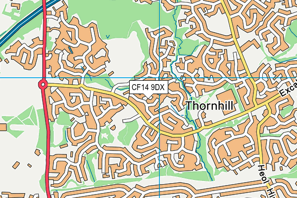 CF14 9DX map - OS VectorMap District (Ordnance Survey)