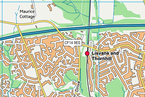 CF14 9ES map - OS VectorMap District (Ordnance Survey)