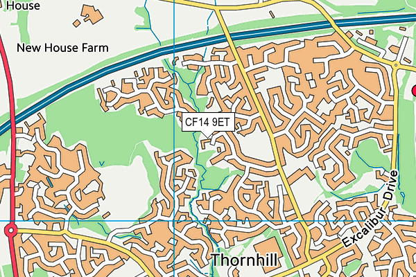 CF14 9ET map - OS VectorMap District (Ordnance Survey)