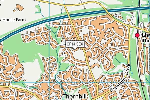 CF14 9EX map - OS VectorMap District (Ordnance Survey)