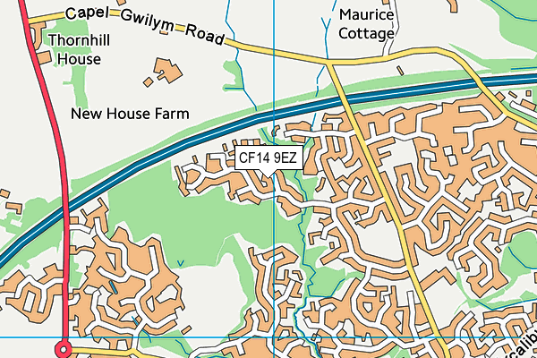 CF14 9EZ map - OS VectorMap District (Ordnance Survey)