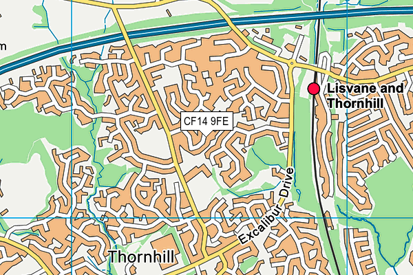 CF14 9FE map - OS VectorMap District (Ordnance Survey)