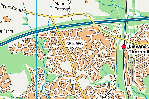 CF14 9FG map - OS VectorMap District (Ordnance Survey)