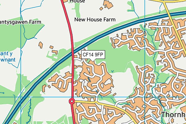 CF14 9FP map - OS VectorMap District (Ordnance Survey)