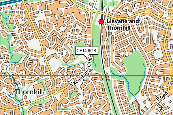 CF14 9GB map - OS VectorMap District (Ordnance Survey)