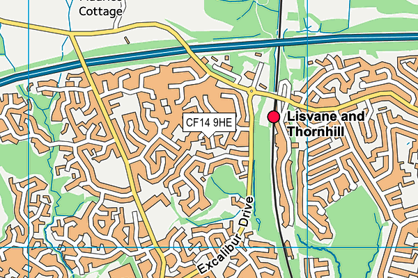 CF14 9HE map - OS VectorMap District (Ordnance Survey)