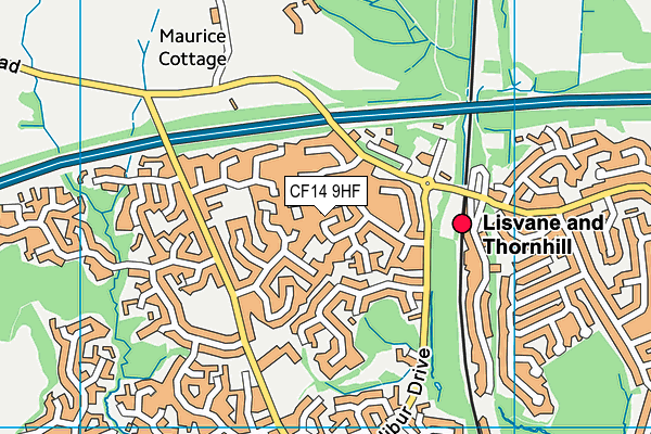 CF14 9HF map - OS VectorMap District (Ordnance Survey)