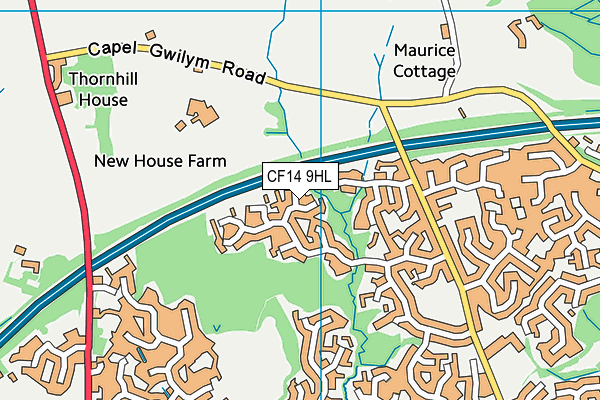 CF14 9HL map - OS VectorMap District (Ordnance Survey)