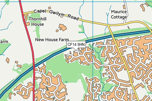 CF14 9HN map - OS VectorMap District (Ordnance Survey)