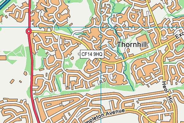 CF14 9HQ map - OS VectorMap District (Ordnance Survey)