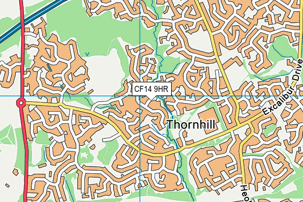 CF14 9HR map - OS VectorMap District (Ordnance Survey)