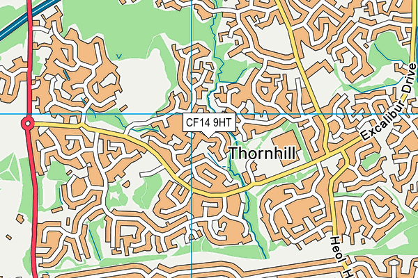 CF14 9HT map - OS VectorMap District (Ordnance Survey)