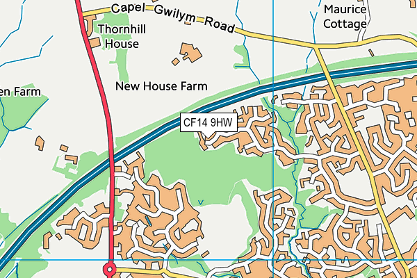 CF14 9HW map - OS VectorMap District (Ordnance Survey)