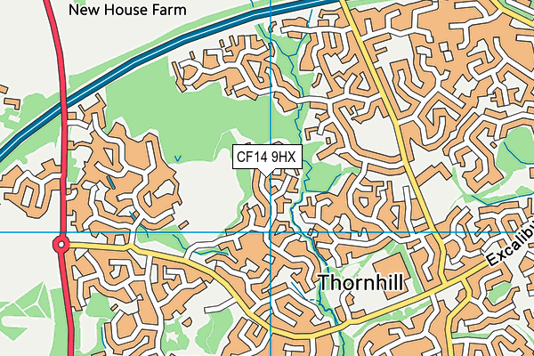 CF14 9HX map - OS VectorMap District (Ordnance Survey)