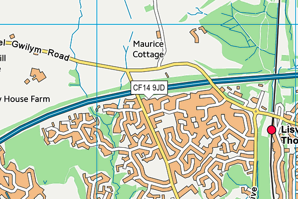 CF14 9JD map - OS VectorMap District (Ordnance Survey)