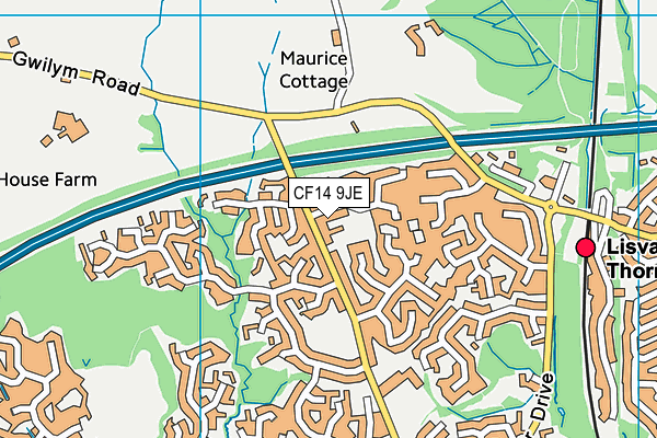 CF14 9JE map - OS VectorMap District (Ordnance Survey)