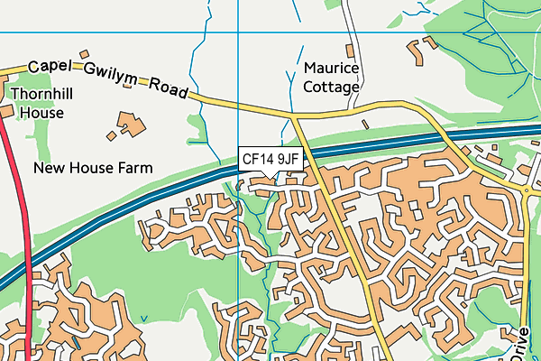 CF14 9JF map - OS VectorMap District (Ordnance Survey)