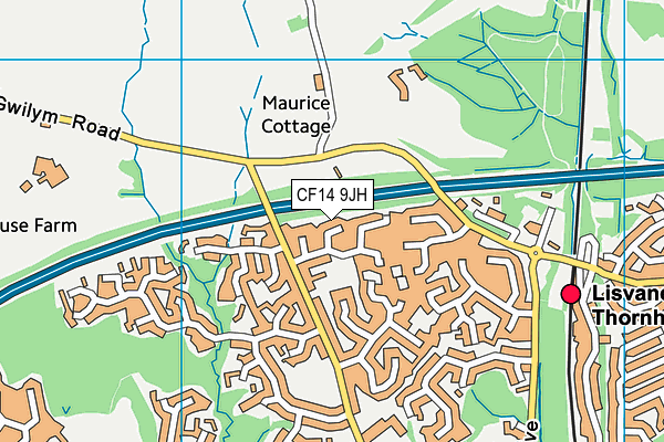 CF14 9JH map - OS VectorMap District (Ordnance Survey)