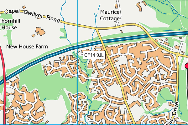 CF14 9JL map - OS VectorMap District (Ordnance Survey)