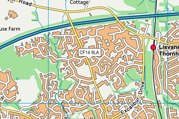 CF14 9LA map - OS VectorMap District (Ordnance Survey)