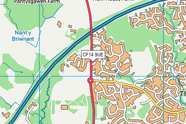 CF14 9UE map - OS VectorMap District (Ordnance Survey)