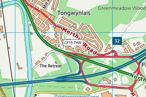 CF15 7HW map - OS VectorMap District (Ordnance Survey)