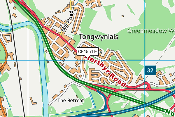 CF15 7LE map - OS VectorMap District (Ordnance Survey)