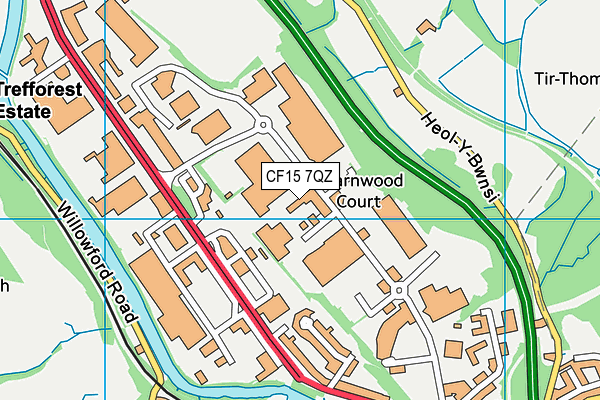 CF15 7QZ map - OS VectorMap District (Ordnance Survey)