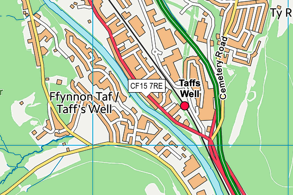 CF15 7RE map - OS VectorMap District (Ordnance Survey)