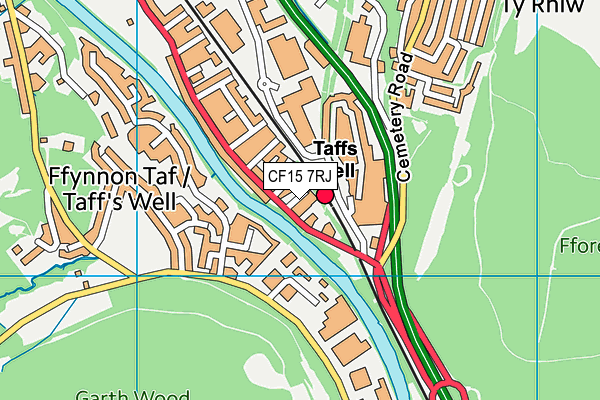 CF15 7RJ map - OS VectorMap District (Ordnance Survey)