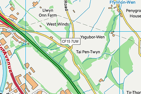 CF15 7UW map - OS VectorMap District (Ordnance Survey)