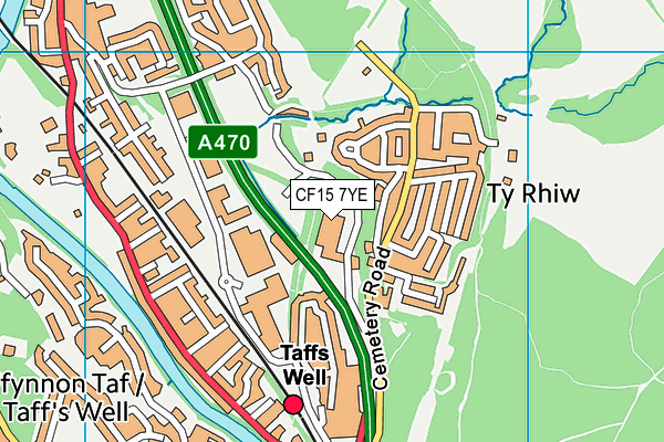 CF15 7YE map - OS VectorMap District (Ordnance Survey)