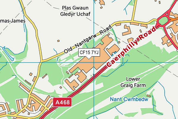 CF15 7YJ map - OS VectorMap District (Ordnance Survey)