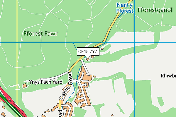 CF15 7YZ map - OS VectorMap District (Ordnance Survey)