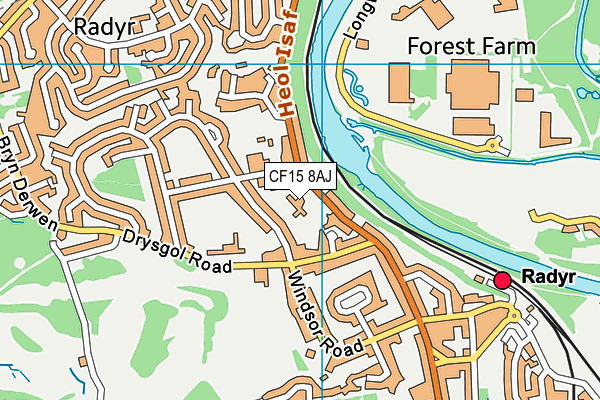 CF15 8AJ map - OS VectorMap District (Ordnance Survey)