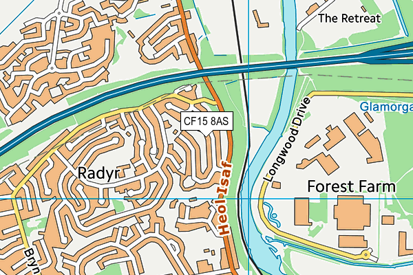 CF15 8AS map - OS VectorMap District (Ordnance Survey)